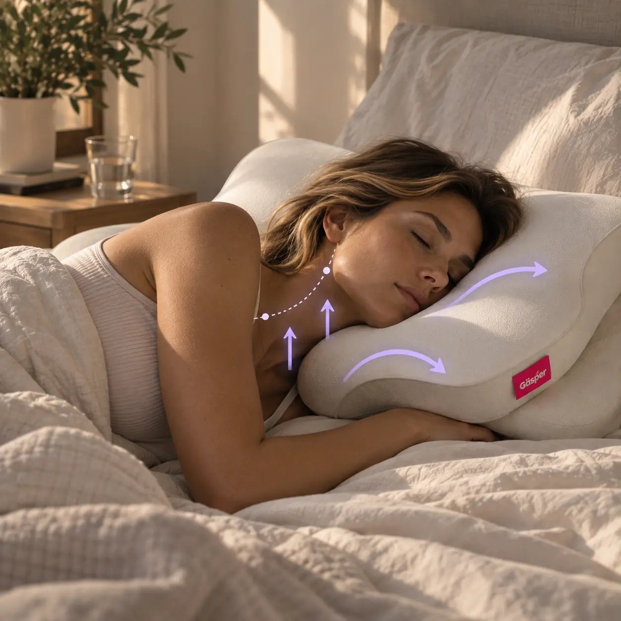 side sleeper using the Gäsper pillow